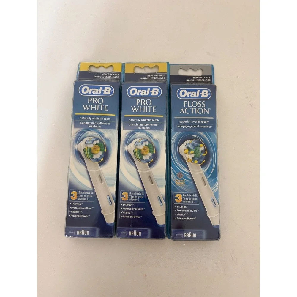 Oral-B Pro White Floss Action Replacement Brush Heads 3 Pack 9 total Triumph